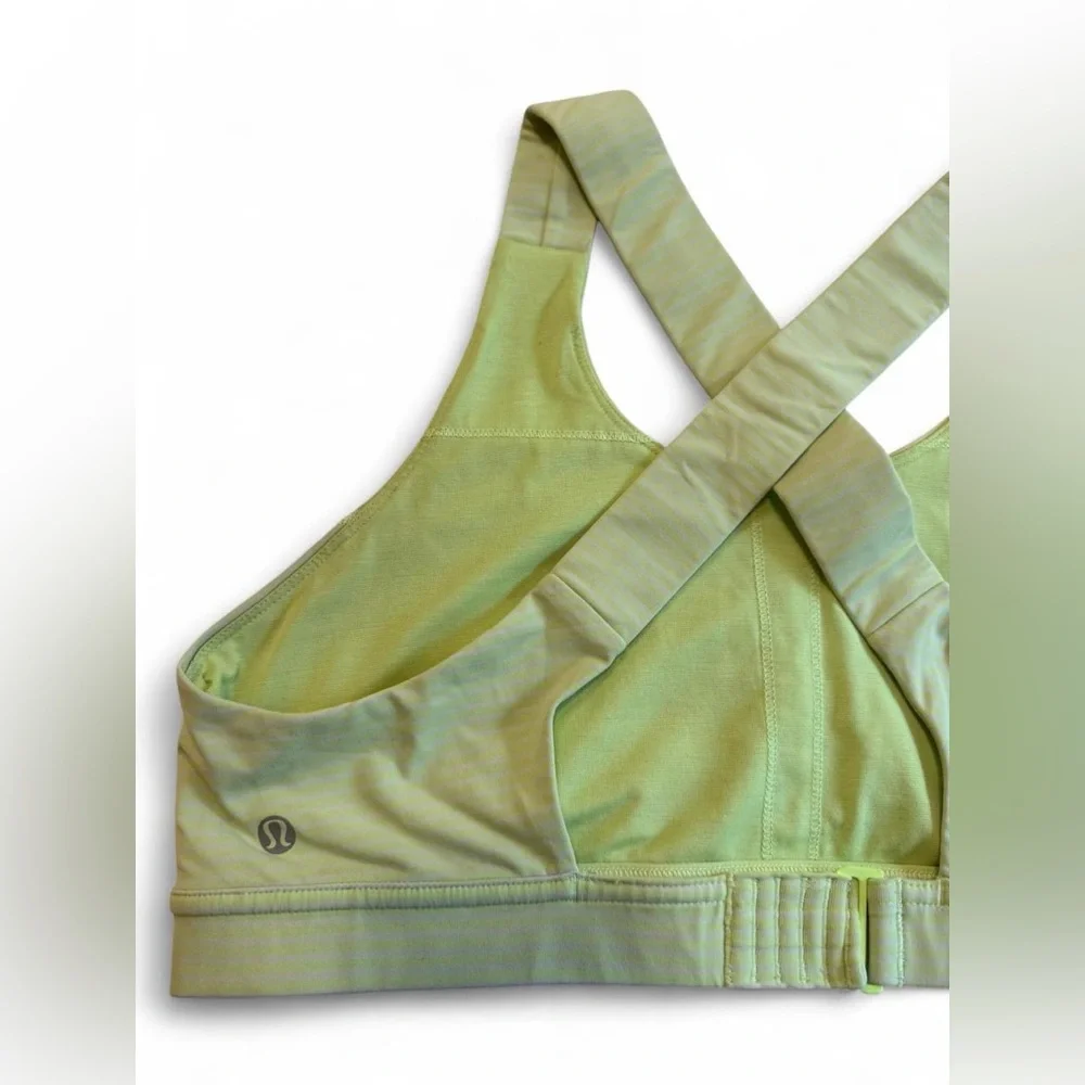 ✅ Lululemon All Sport Bra Adjustable Hyper Stripe Mint Zest Medium Support